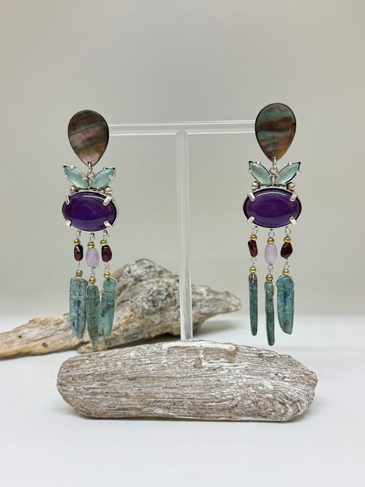 Boucles d'oreilles goutte Kyanite, fait main en France Amaury Christin Nature 12-90450