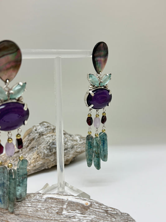 Boucles d'oreilles goutte Kyanite, fait main en France Amaury Christin Nature 12-90450