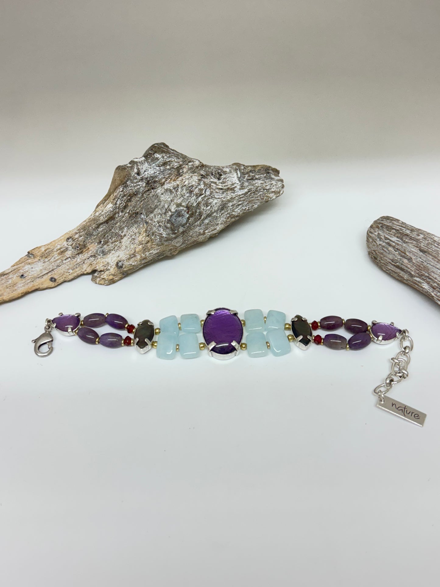 Bracelet Gotborg 2 rangs Cabochons Pierres Nature 13-44392