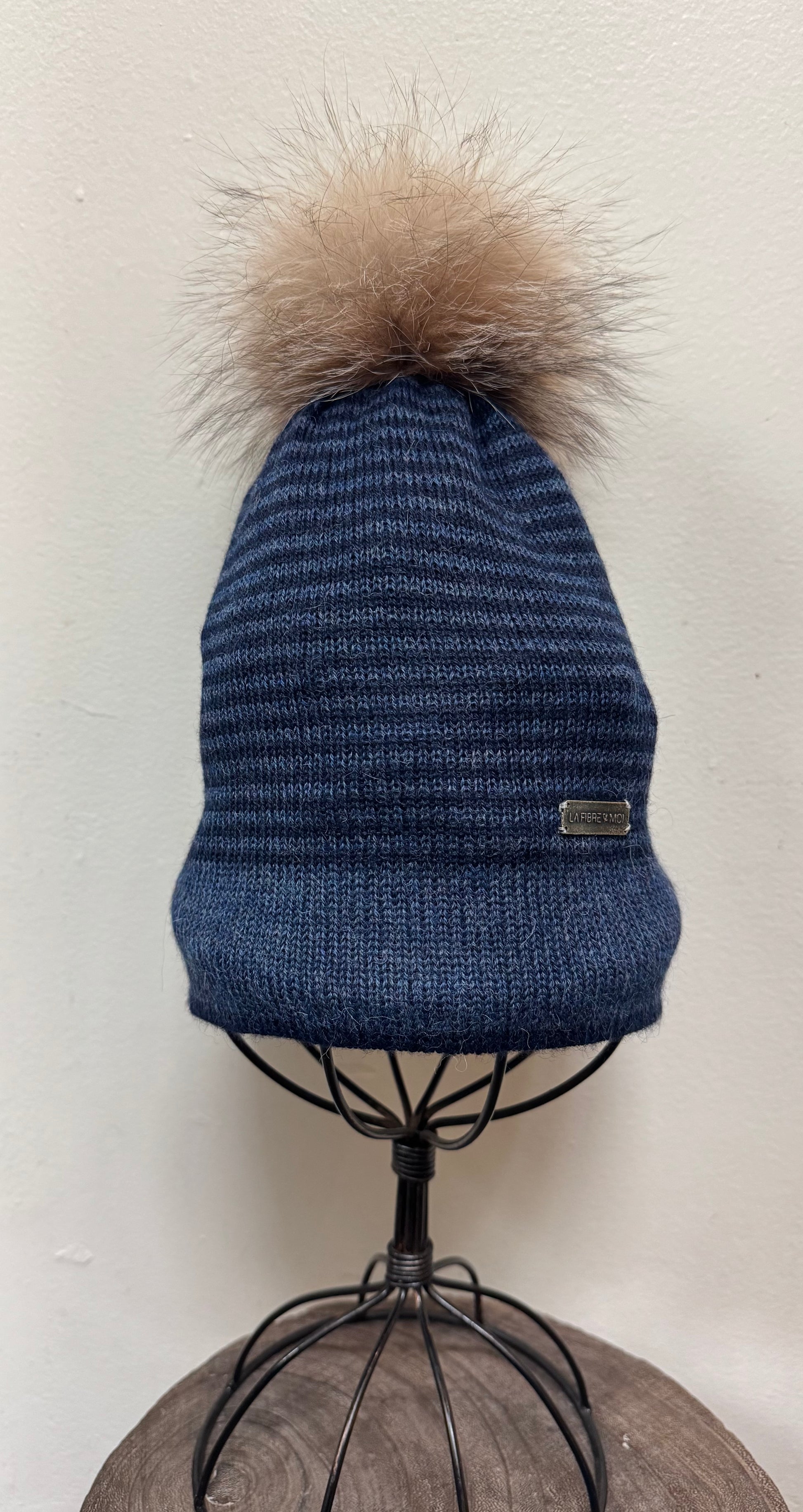 Tuque Francesca Denim - Marine&nbsp; Fait main à Dunham La fibre et moi Francesca