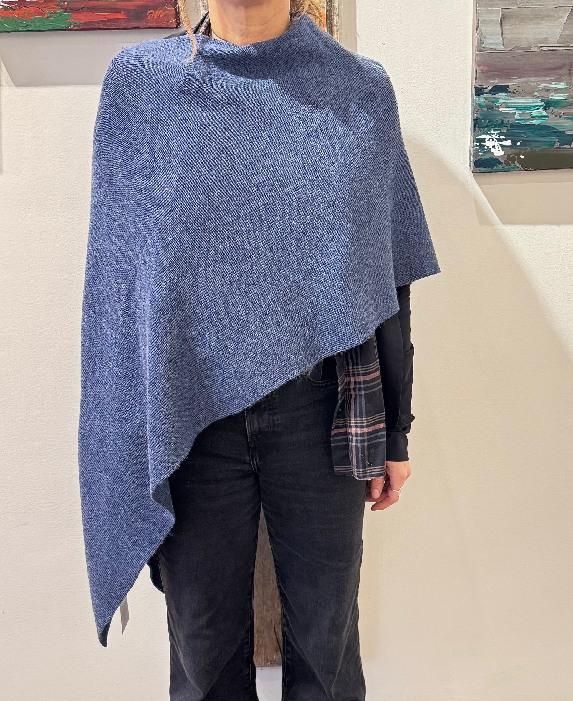 Foulard Cape Luzia Denim Fait main à Dunham La fibre et moi Foulard Luzia