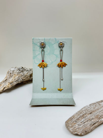 Boucles d'oreilles Myrrena large Ayala Bar Cristaux/Métaux antiques/Verre fabriquée au Moyen-Orient N2348