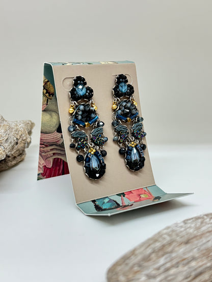 Boucles d'oreilles Maida fermoir français Ayala Bar  Cristaux/Métaux antiques/Verre fabriquée au Moyen-Orient C2288