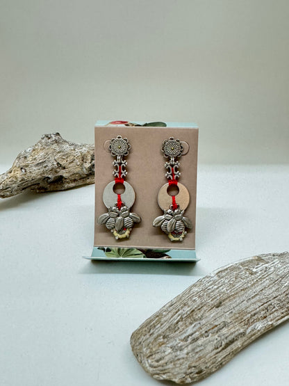 Boucles d'oreilles Myrrena Ayala Bar Cristaux/Métaux antiques/Verre fabriquée au Moyen-Orient N2344