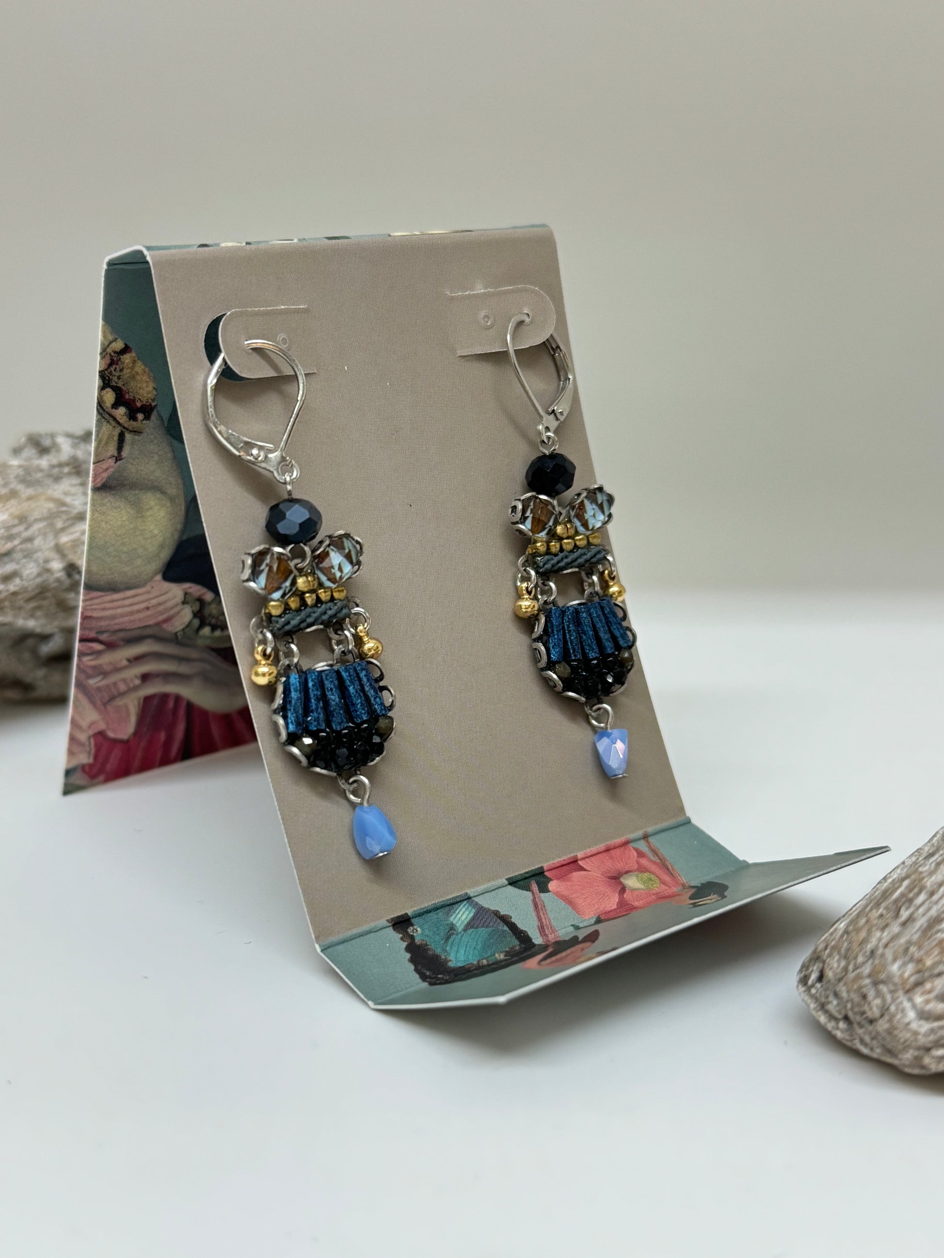 Boucles d'oreilles Maida fermoir français Ayala Bar  Cristaux/Métaux antiques/Verre fabriquée au Moyen-Orient C2289