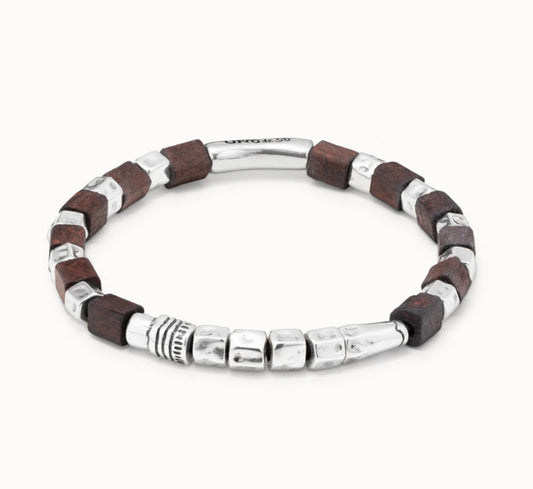 
Bracelet extensible avec perles en argent et en bois Uno de 50 Bracelet extensible avec perles en argent et en bois PUL1636