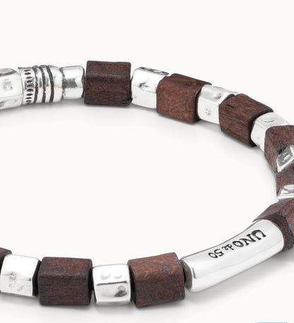 Bracelet extensible avec perles en argent et en bois Uno de 50 Bracelet extensible avec perles en argent et en bois PUL1636