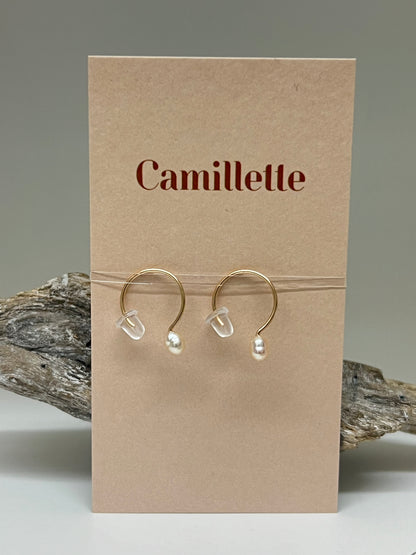 Anneaux basic Or avec perle Fait à la main à Montréal