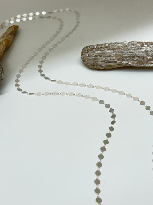 Chaine longue Paillettes Argent sterling Clio Blue Fabriqué à la main à Paris en France Clio Blue SAU1689F