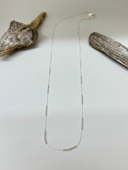 Sautoir maille et mini boules Argent sterling Clio Blue Fabriqué à la main à Paris en France Clio Blue SAU4297