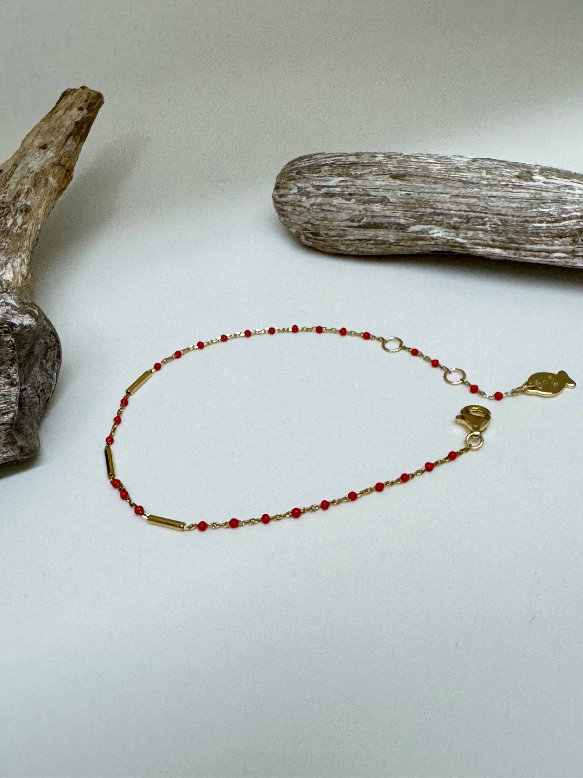 Bracelet Mimi vermeil et résine rouge Dessiné à Paris Clio Blue BR2720D