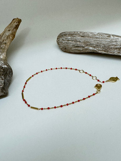 Bracelet Mimi vermeil et résine rouge Dessiné à Paris Clio Blue BR2720D