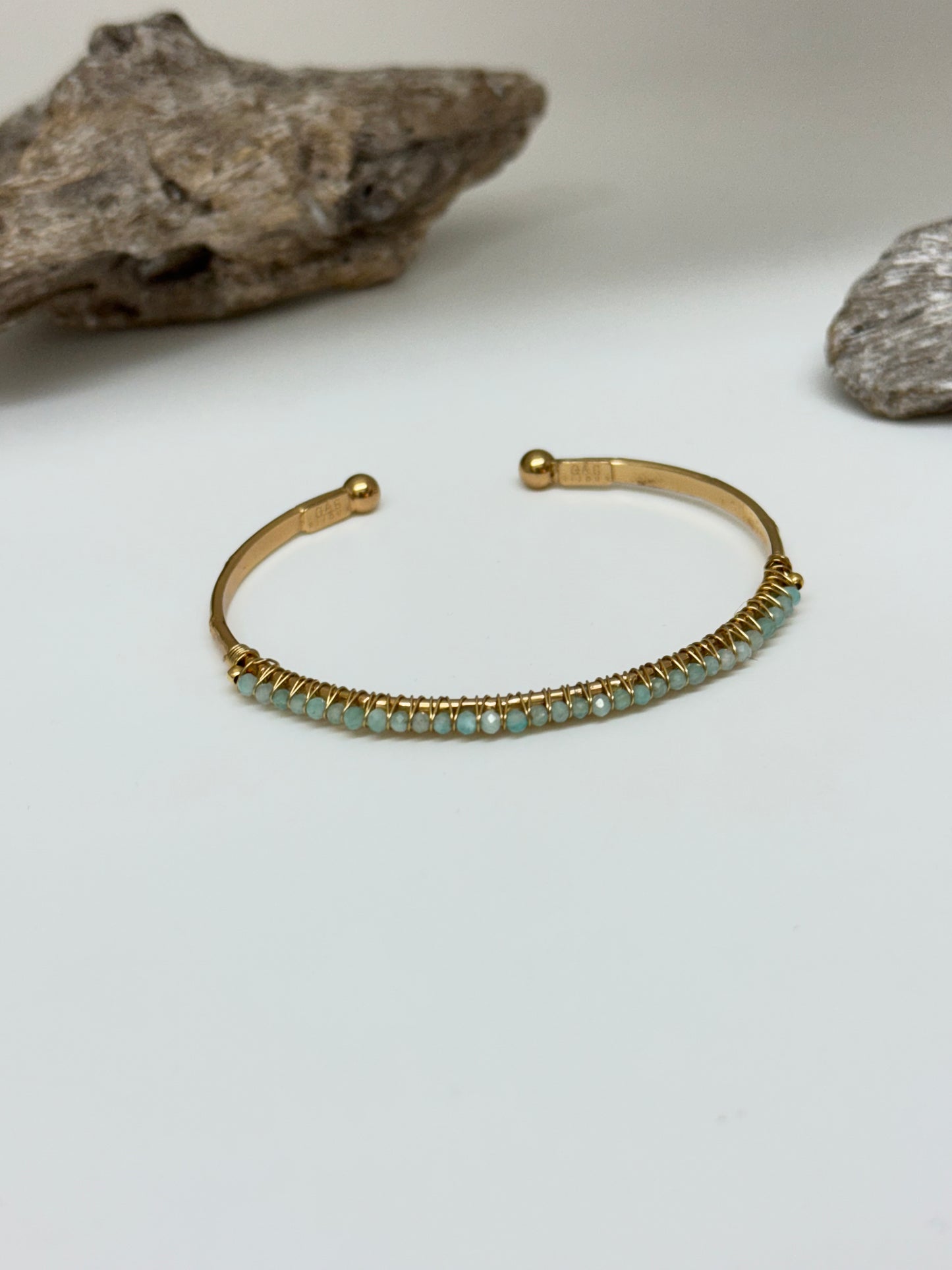 Bracelet Lyre Jonc Aqua-marine Fabriqué à la main à Marseille en France Gas bijoux Bracelet Lyre Jonc