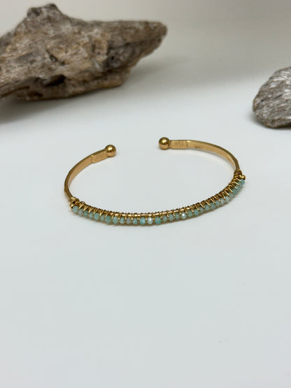 Bracelet Lyre Jonc Aqua-marine Fabriqué à la main à Marseille en France Gas bijoux Bracelet Lyre Jonc