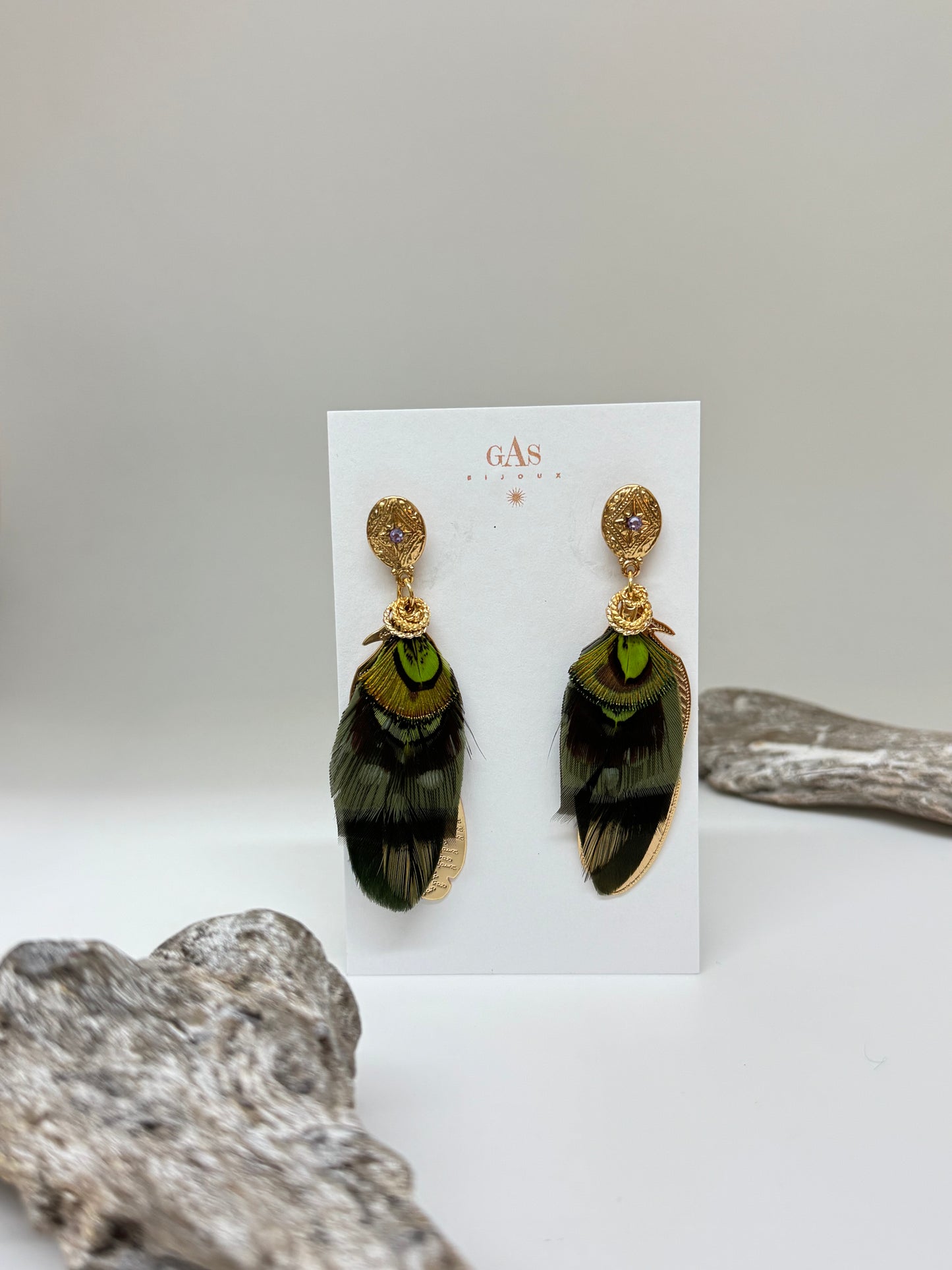 Boucles d'oreille Sao Ter vertes Bijoux Produite à Marseille Gas bijoux Sao Ter