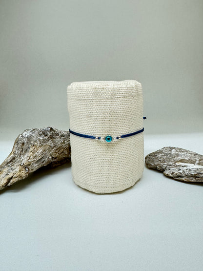 Bracelet Oeil Argent 925 sur cordon bleu