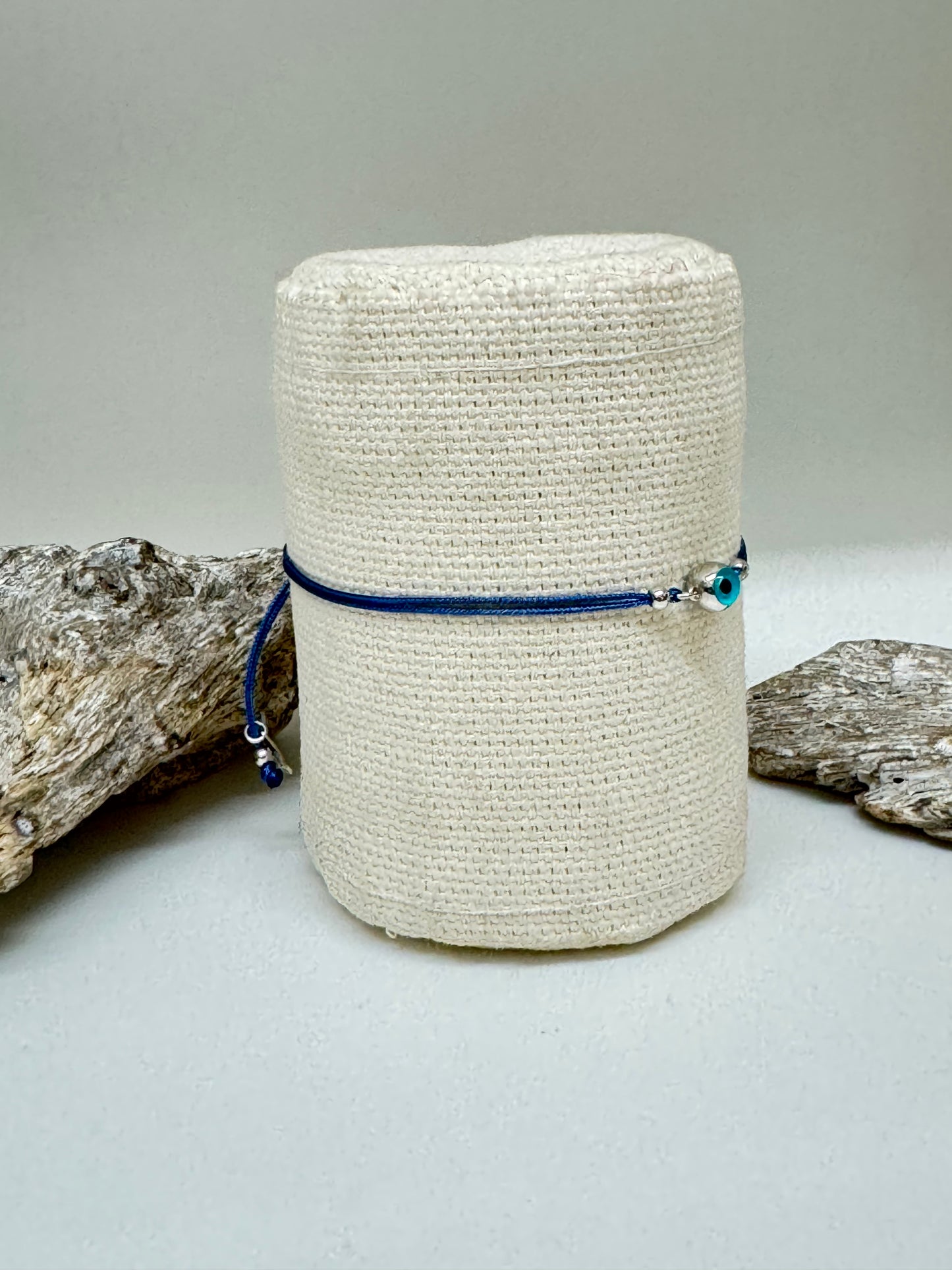 Bracelet Oeil Argent 925 sur cordon bleu
