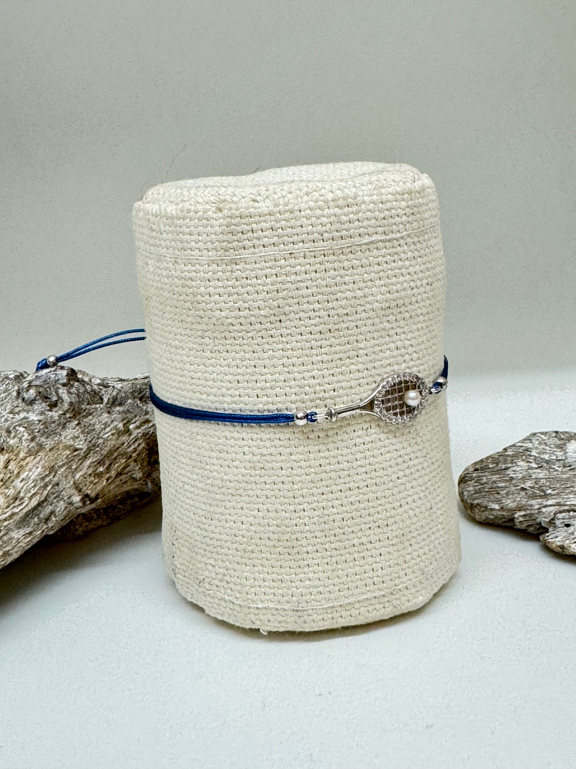 Bracelet Tennis Perle et Zircon avec Argent 925 sur cordon noir Kurshuni Bracelet Tennis Perle et Zircon  KR1332-4