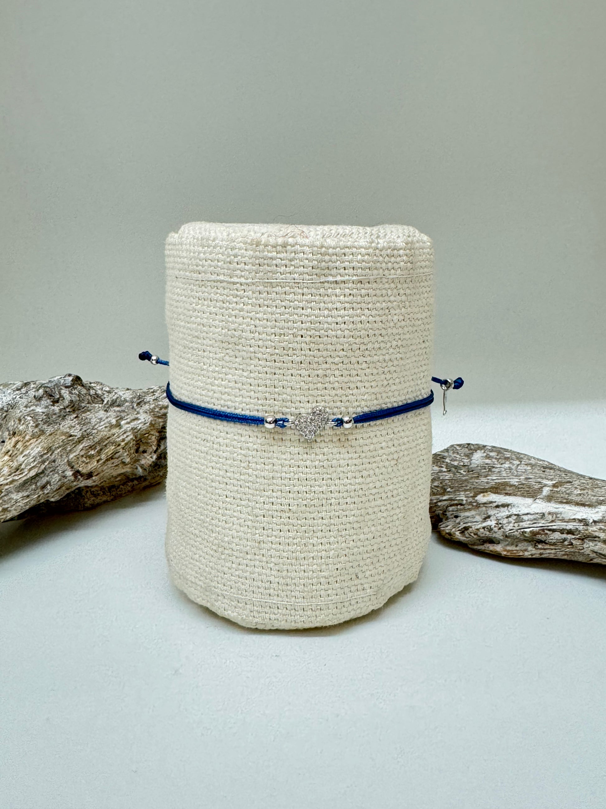 Bracelet Coeur argent 925 Zircon bleu Kurshuni KR1372-4