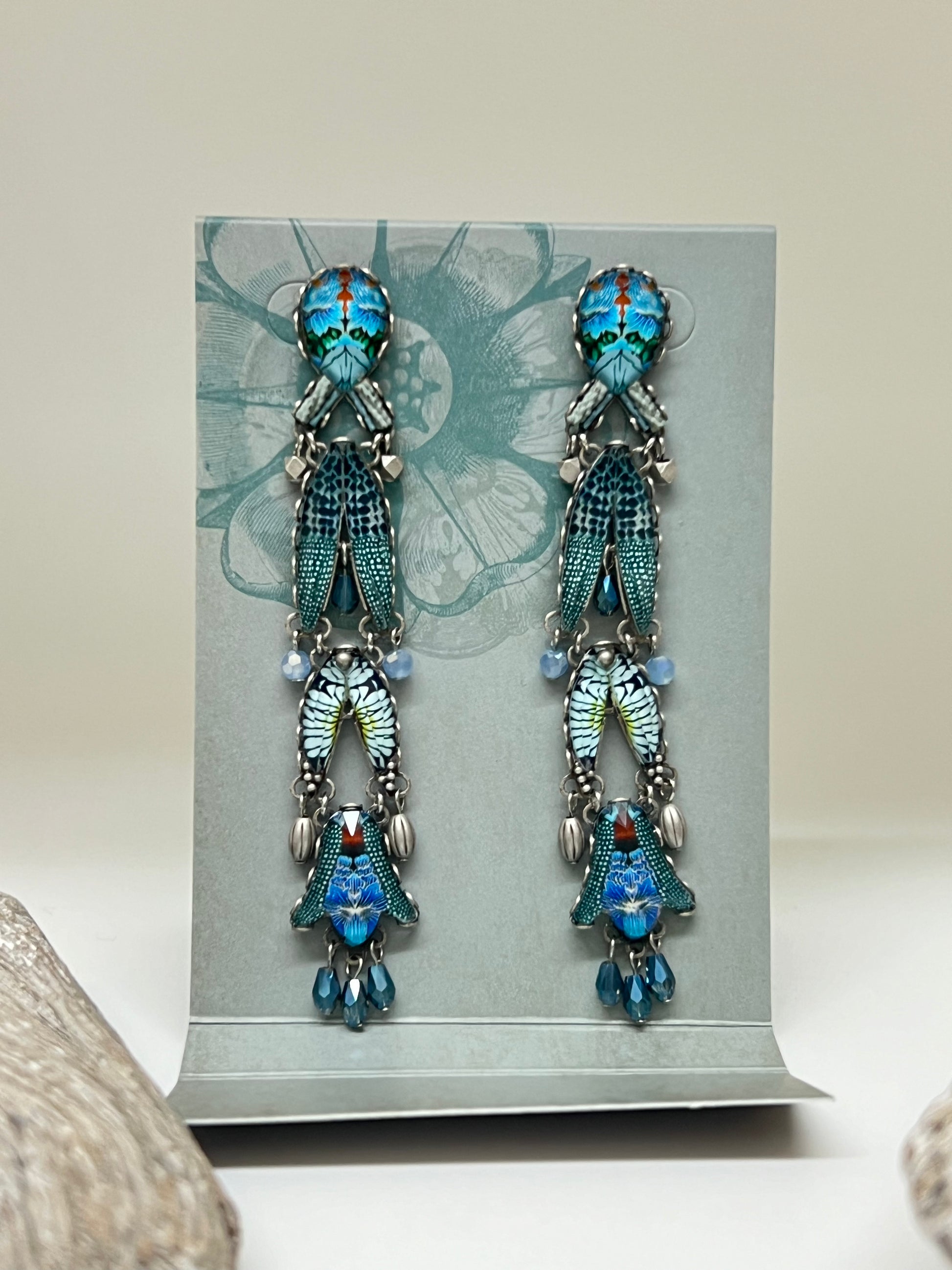 Boucles AyalaBAR Cristaux/Métaux antiques/Verre fabriquées en Israël r2046