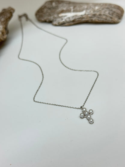 Collier Croix perles et Argent 925 Kurshuni Collier Croix perles et Argent 925