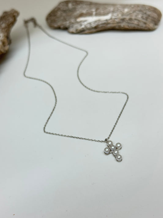 Collier Croix perles et Argent 925 Kurshuni Collier Croix perles et Argent 925