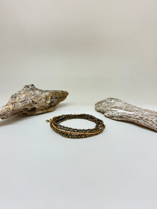 Bracelet Multi 7 Pyrite et pépite d'or S. Bucci Atelier créatif Bracelet Multi 7 Pyrite et pépite d'or