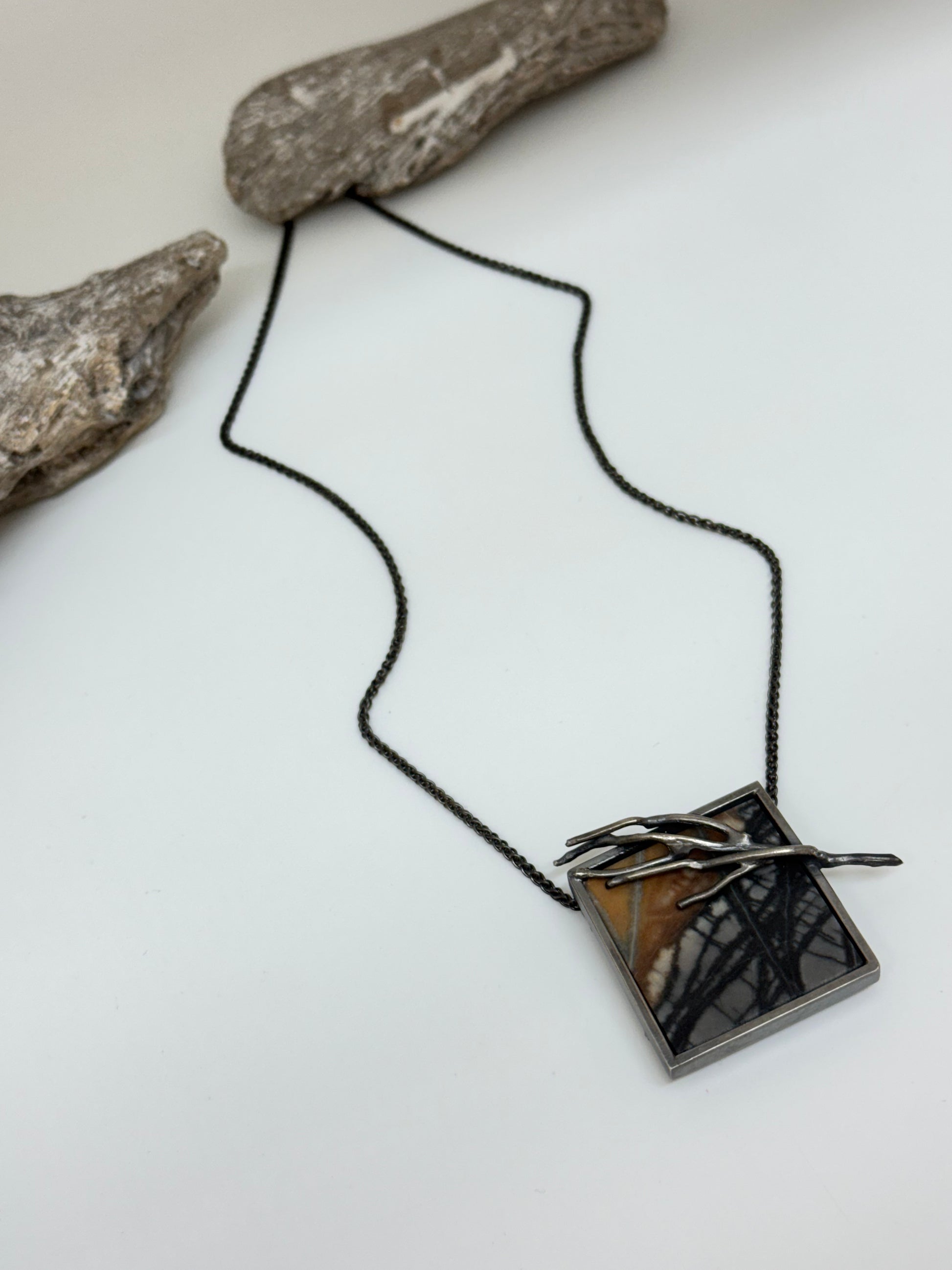 Pendentif pierre Picasso Argent 925 Fait main à Montréal Nicole Gauvin p-348