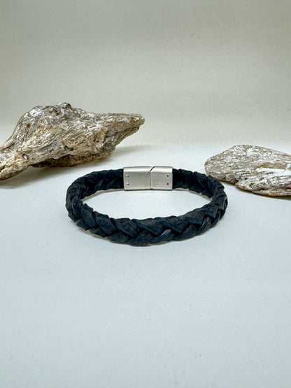 Bracelet Cuir Gris dessiné à Montréal Arz Steel AS-B248
