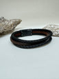 Bracelet Cuir Brun Noir dessiné à Montréal Arz Steel AS-B333