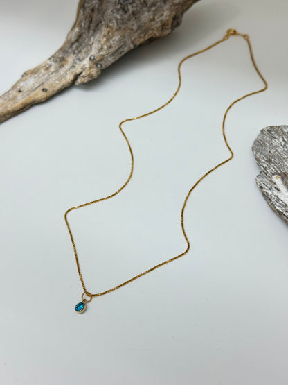 Collier mini zircon bleu, dessinée à Vancouver Lovers Tempo 2DF-SP23012-DEC