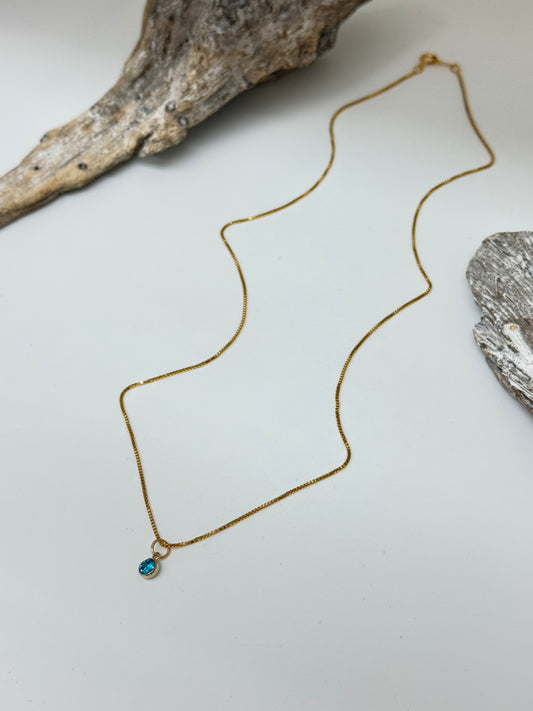 Collier mini zircon bleu, dessinée à Vancouver Lovers Tempo 2DF-SP23012-DEC