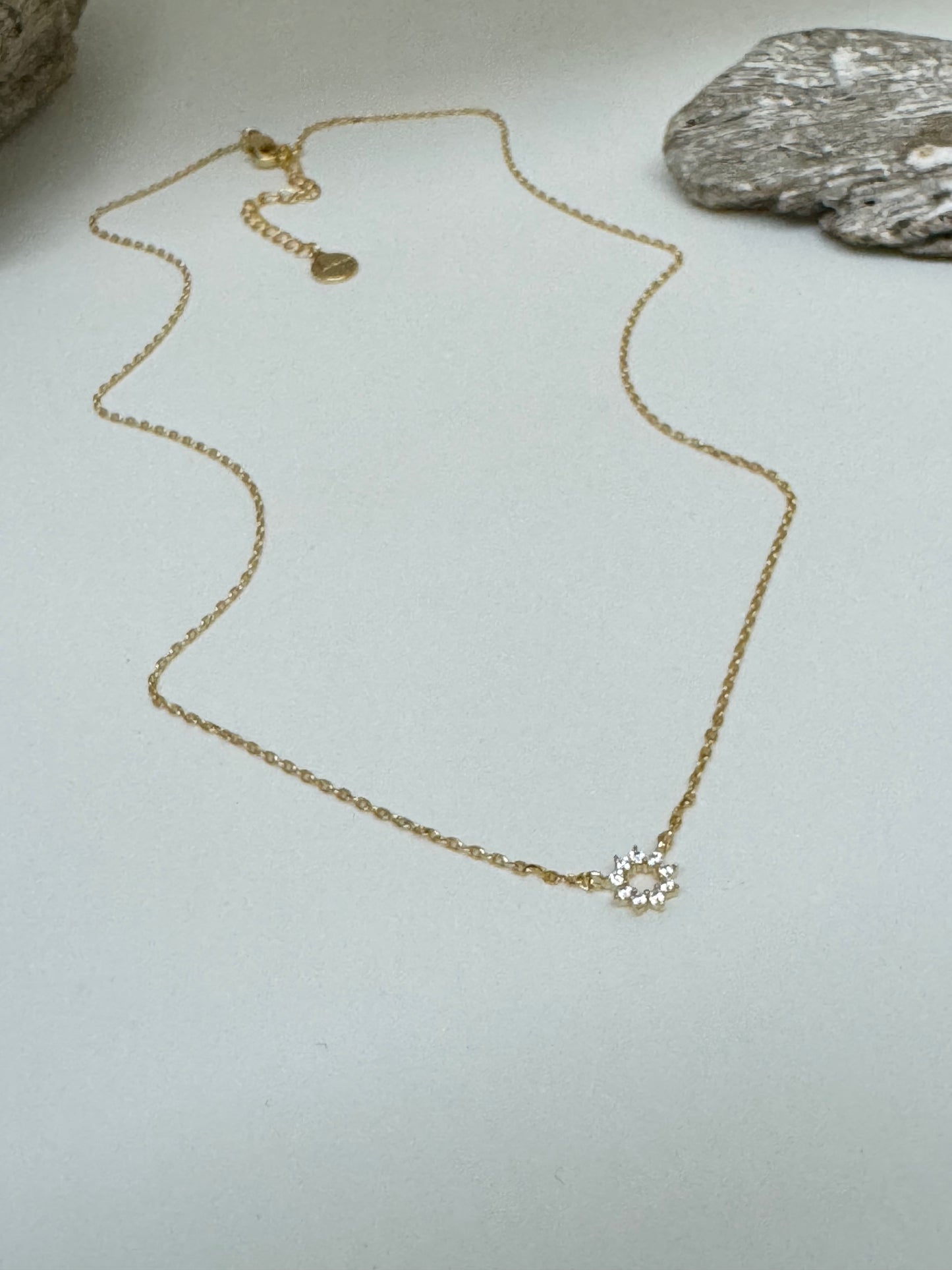 Mini halo necklace, designed in Vancouver
