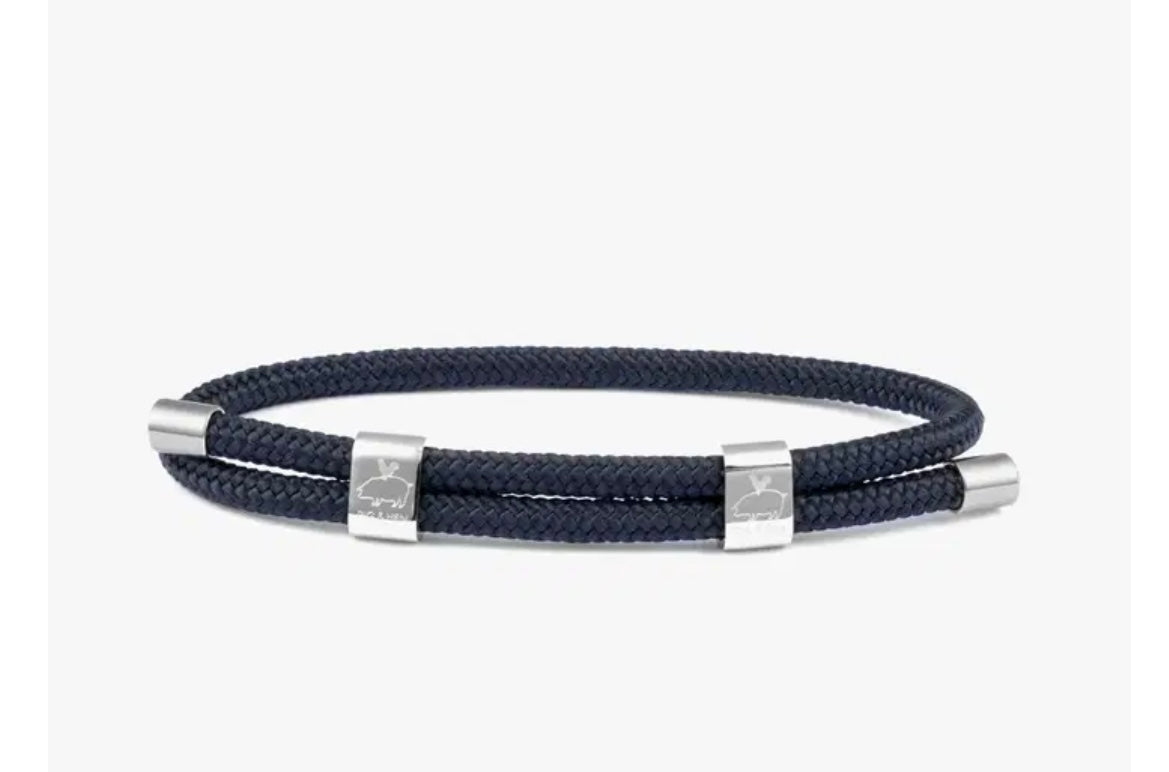 Bracelet Little Lewis DBL Navy - Silver Pig   Hen Amsterdam Pig Hen Little Lewis DBL Navy
