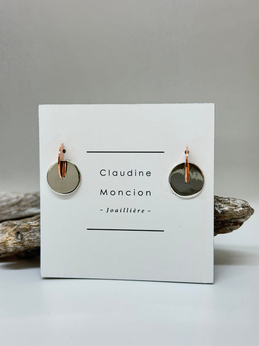 Boucles d'oreilles Dem03 cuivre et argent Claudine Moncion Montréal Dem03