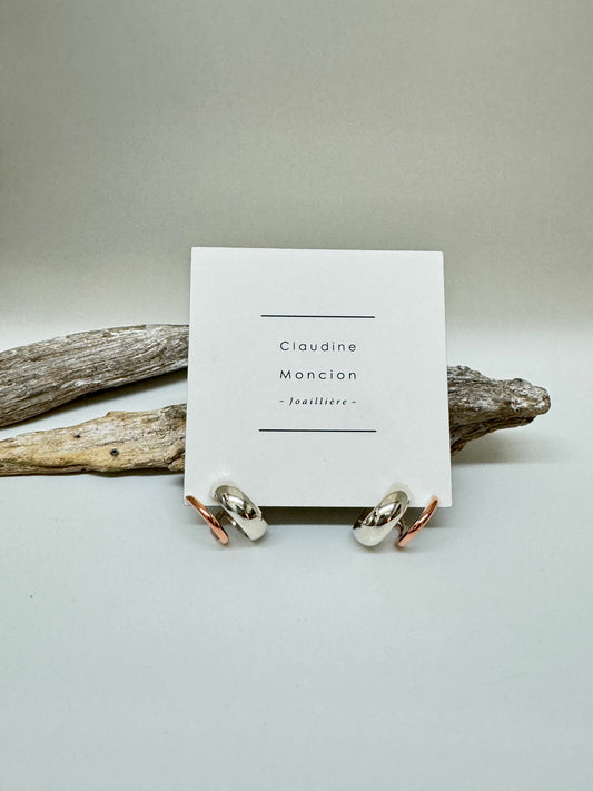 Boucles d'oreilles STACK011 cuivre et argent Claudine Moncion Montréal STACK011