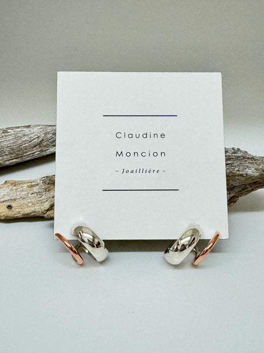 Boucles d'oreilles STACK011 cuivre et argent Claudine Moncion Montréal STACK011