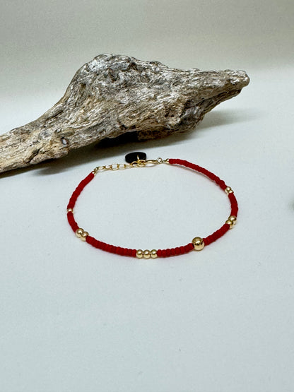 Bracelet Miyuki rouge Gold Filled fait à la main à Amsterdam Blinckstar 252a50