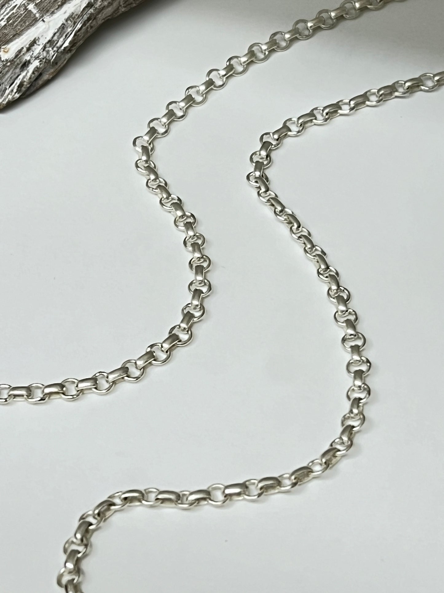 Chaine Rolo 40 pouces Argent 925 Fait main Artisans d'Indonésie Chaine Rolo