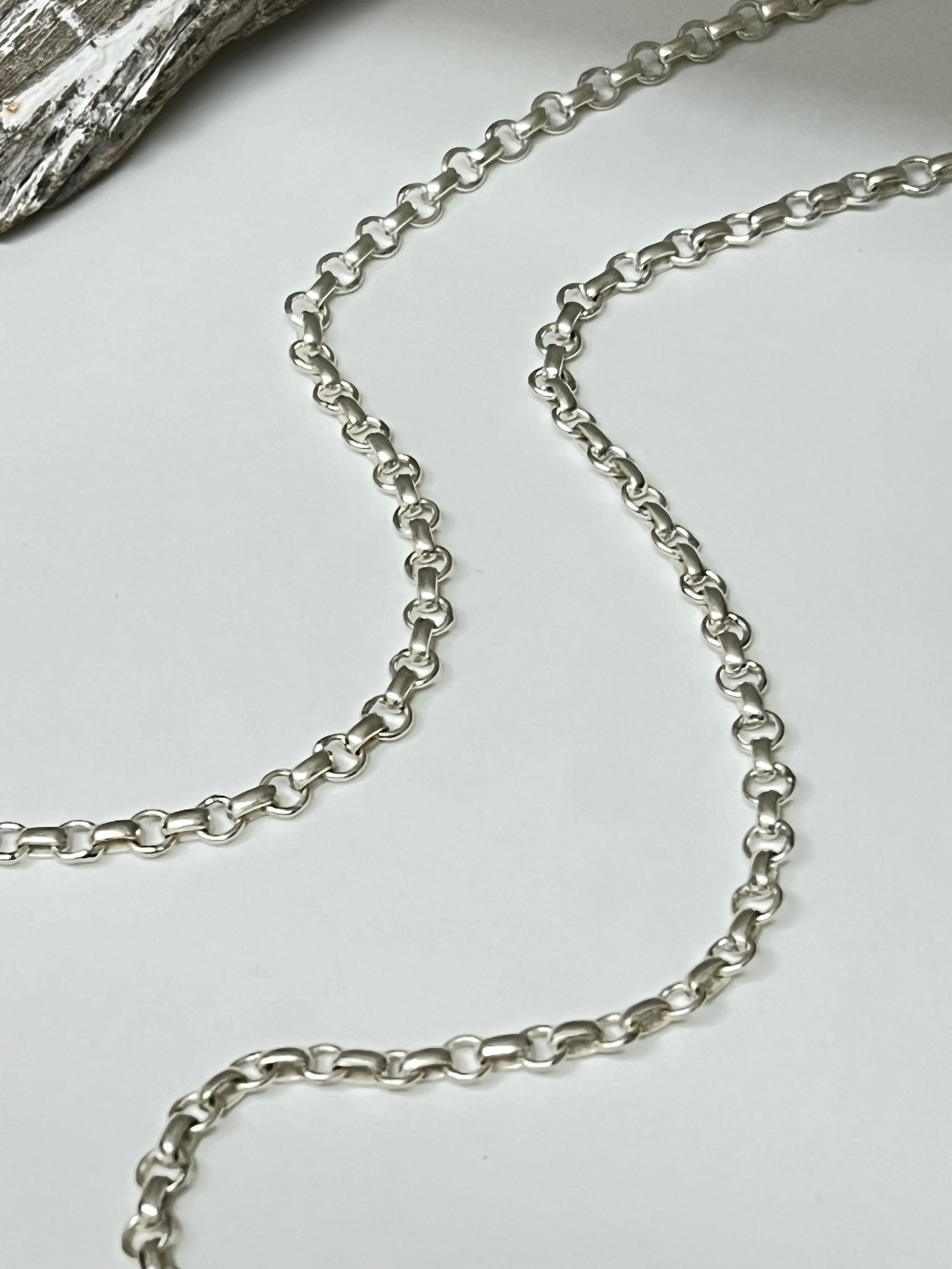 Chaine Rolo 40 pouces Argent 925 Fait main Artisans d'Indonésie Chaine Rolo