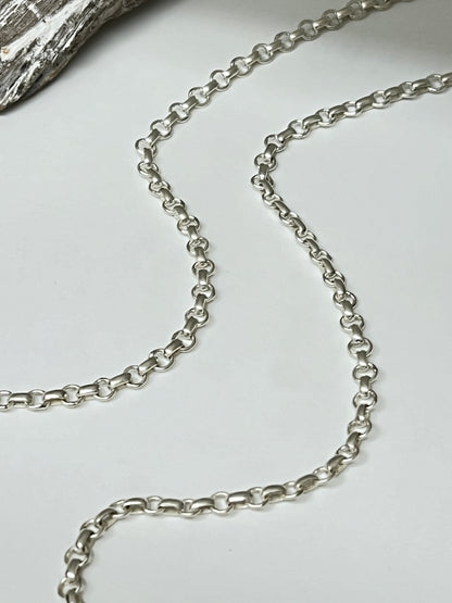 Chaine Rolo 40 pouces Argent 925 Fait main Artisans d'Indonésie Chaine Rolo