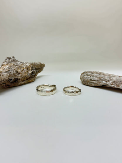 Forged Wedding band Argent 925 recyclé Fait en Outaouais Alliance W Jewellery