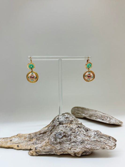Boucles d'oreille Asequin pastel Bijoux Produite à Marseille Gas bijoux Asequin petite pastel