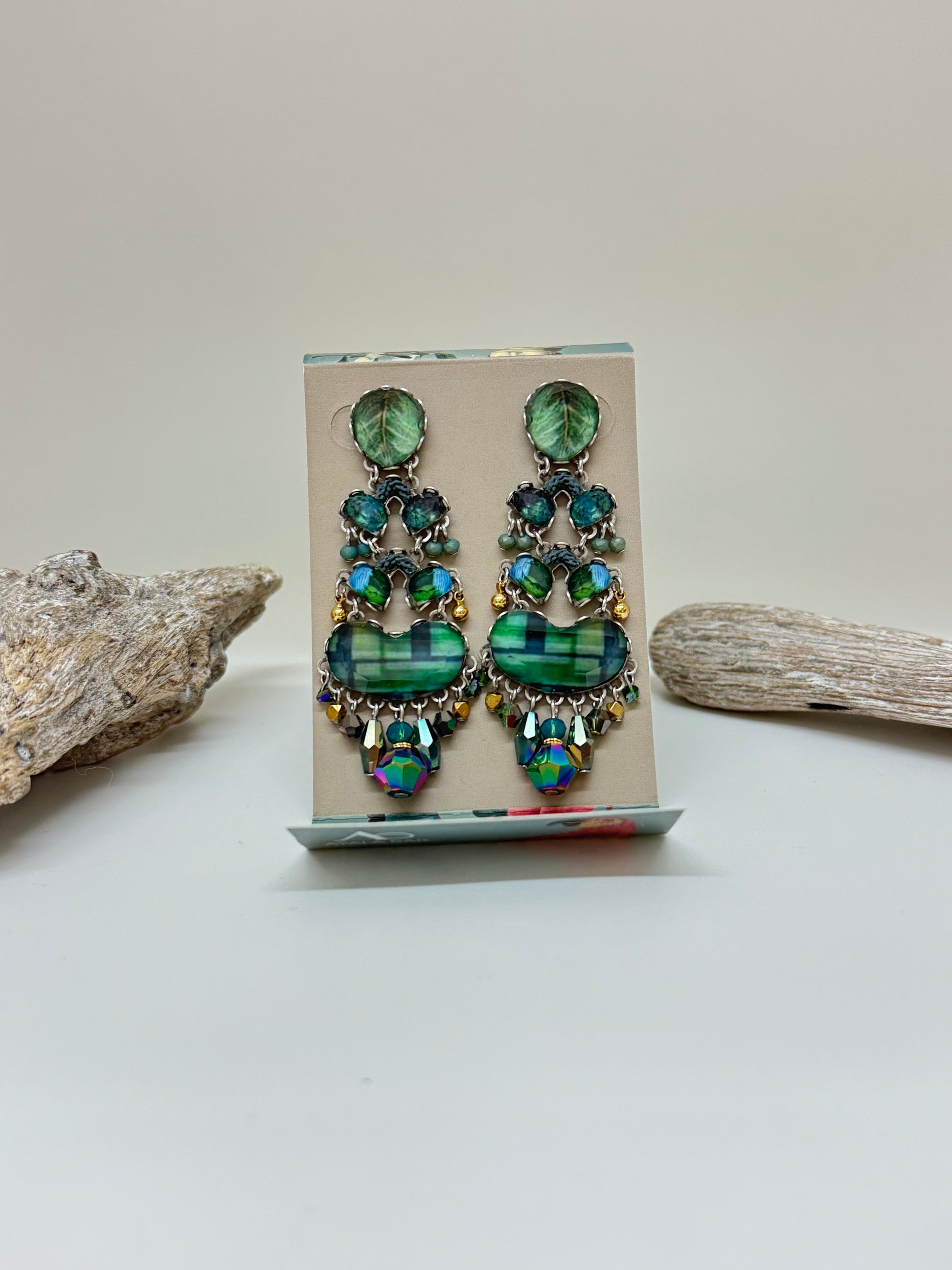 Boucles d'oreilles Auralis Ayala Bar - Cristaux Métaux antiques Verre fabriquée au Moyen-Orient AyalaBar R2329