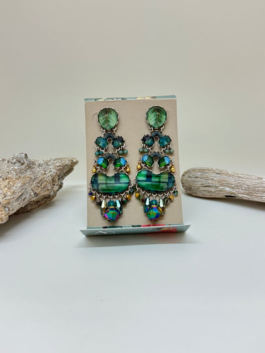 Boucles d'oreilles Auralis Ayala Bar - Cristaux Métaux antiques Verre fabriquée au Moyen-Orient AyalaBar R2329