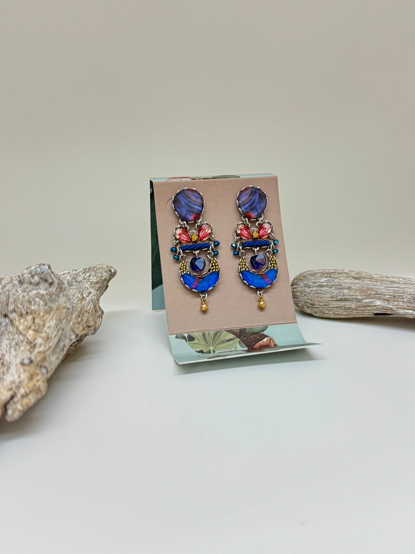 Boucles d'oreilles Plagia Ayala Bar -Cristaux Métaux antiques Verre fabriquée au Moyen-Orient AyalaBar R2316
