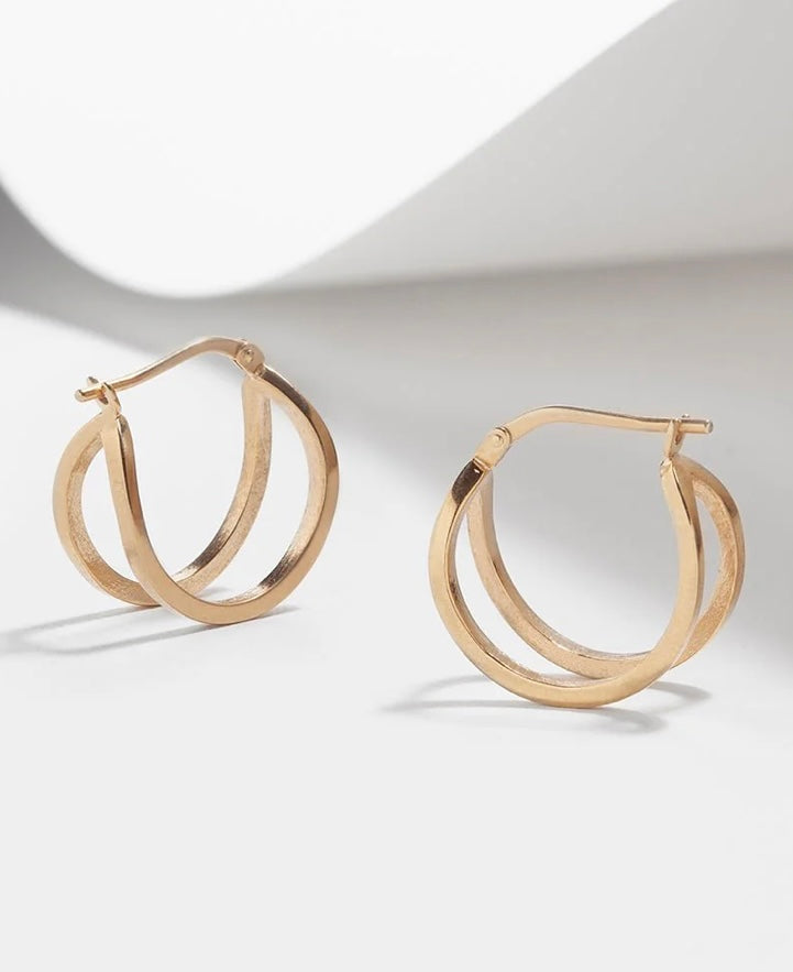 
Maffei or boucles d'oreilles anneaux double Fait main à Montréal Véronique Roy Maffei