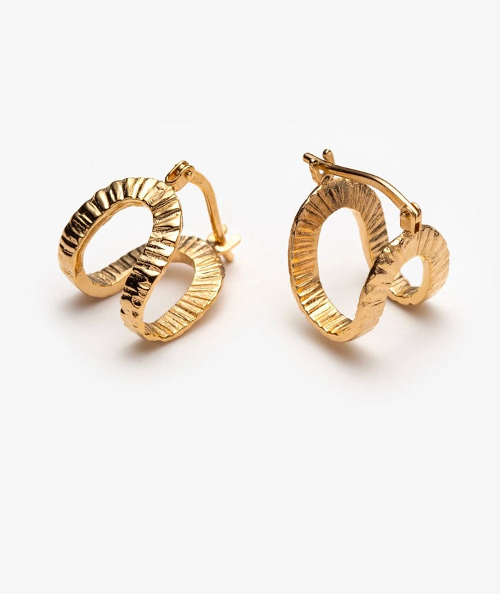 Sens petites anneaux texturé or Fait mains à Montréal Véronique Roy Sens petites anneaux texturé or