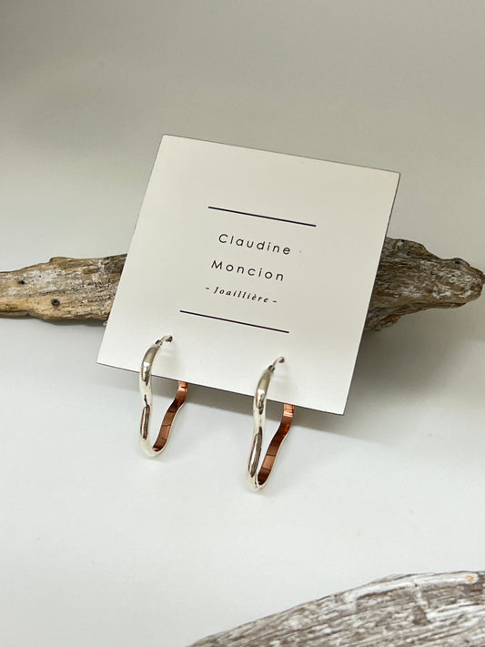 Boucles d'oreilles Curves07 cuivre et argent&nbsp; Claudine Moncion Montréal E_Curves07