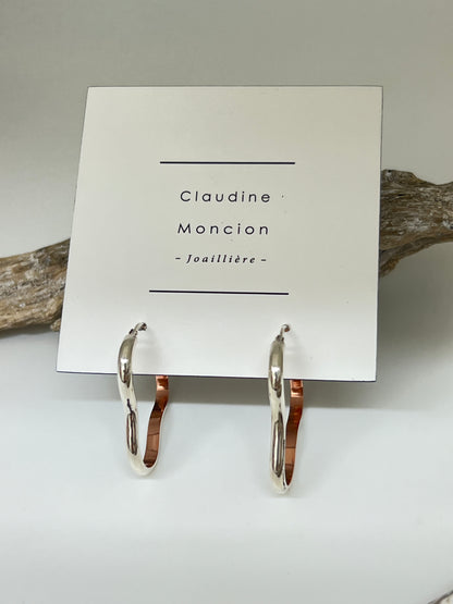 Boucles d'oreilles Curves07 cuivre et argent&nbsp; Claudine Moncion Montréal E_Curves07